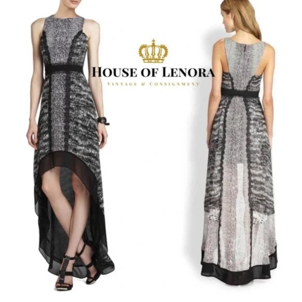 BCBGMaxAzria Black and Gray High Low Dress